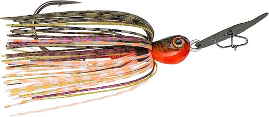 Strike King Thunder Cricket Fishing Lure, Vibrating Swim Jig, Silver Blade, 4/0 Jungle-Style Flipping Hook