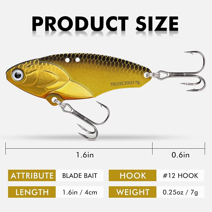TRUSCEND Swim or Jig Fishing Spinner Baits for Freshwater and Saltwater, Rooster Tail Fishing Lures for Trout Bass Walleye Crappie Salmon Pike, Blade Bait with Copper Blade