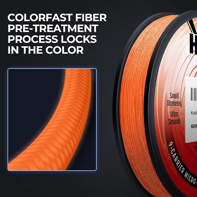 KastKing Hammer Alpha 9 UHMWPE Braided Fishing Line - Made in the USA, Strong and Smooth, Round, 9-Carrier, Colorfast Braided Fishing Line, Perfect for Most Fishing Reel and Finesse Applications