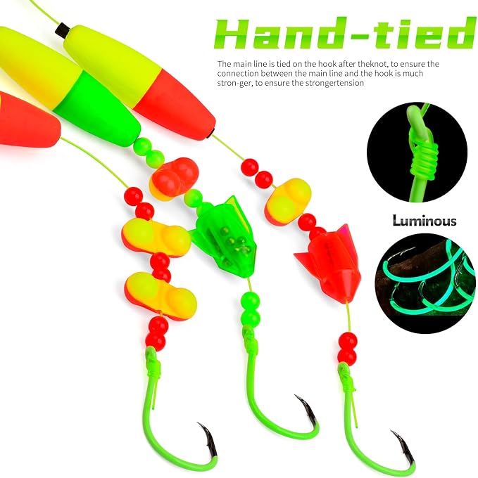 PROBEROS Catfish Fishing Rigs - Bank Fishing Set with 5pcs/Set, 6/0, 8/0, 10/0 Circle Hooks Circle Hooks, High Visibility, Ready to Use Catfish Rigs