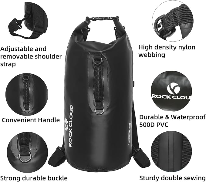 ROCK CLOUD Dry Bag Waterproof 20L Dry Sack for Kayaking Rafting Boating Beach Surfing Swimming Canoe Camping Hiking Fishing Ski