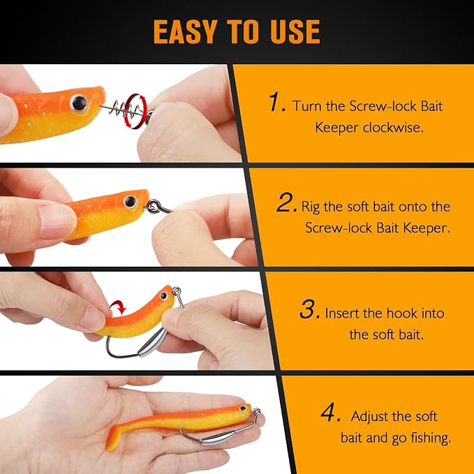 Dovesun 12PCS/44PCS Weighted Swimbait Hooks Weighted Fishing Hooks Saltwater Freshwater Worm Weedless Hooks for Bass Fishing 3/0 4/0 5/0