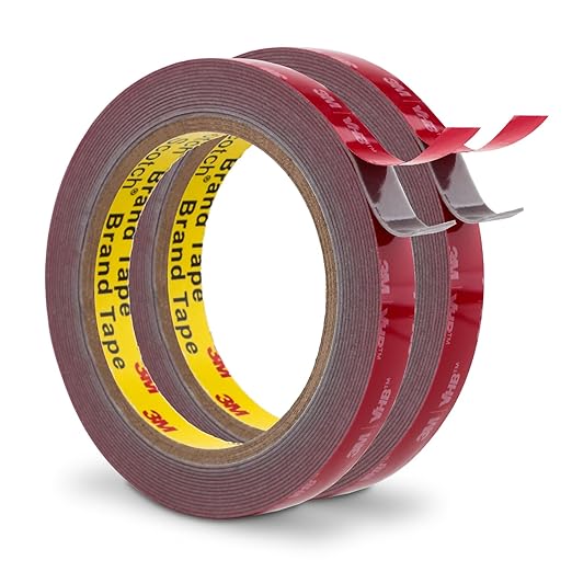 3M Double Sided Tape Heavy Duty Mounting Tape 0.5" x 15.4Ft 2 Pack 5608 Foam Tape Waterproof for Indoor Outdoor Home Office Car Decor
