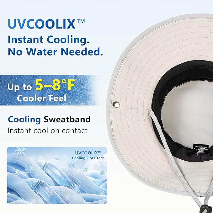 TOP-EX UVCoolix™ Cooling Sun Hat for Men Women UPF 50 Wide Brim Bucket Hat for Hiking, Fishing & Big Head - Cools Up 2 Hours