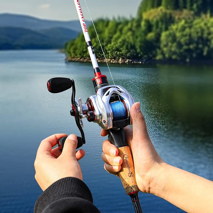 Sougayilang Baitcasting Reel – Lightweight Graphite Frame – 9 + 1 Anti-Reverse Ball Bearings, 8.0:1 High-Speed Gear Ratio Fishing Reel