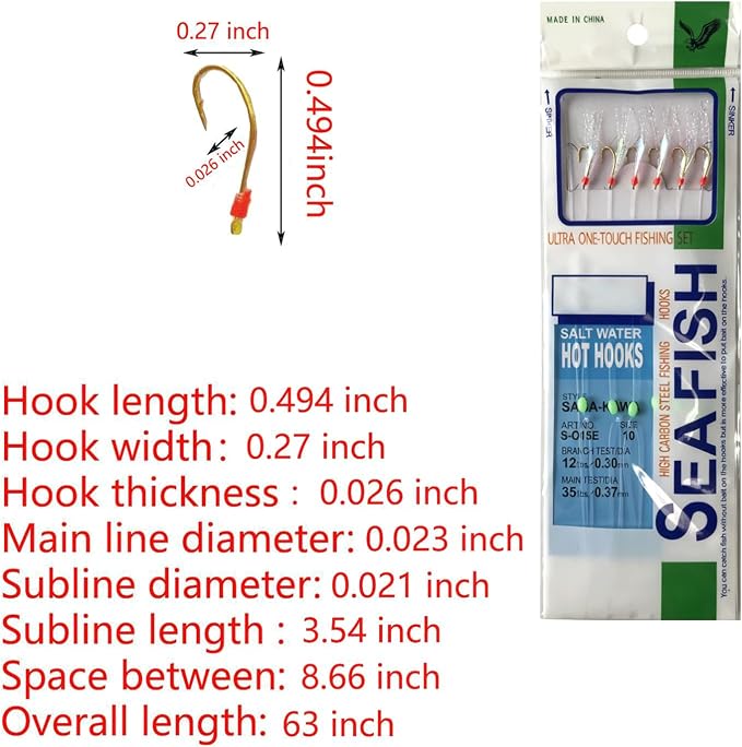 36-Piece Luminous Sabiki Rigs - Fishing Lures with Sharp Hooks for Freshwater & Saltwater