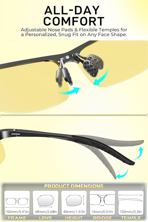 SIPLION Polarized Sunglasses Men Sports: UV Protection Ultra Light Al-Mg Metal Frame Ideal For Driving Fishing Running Golf