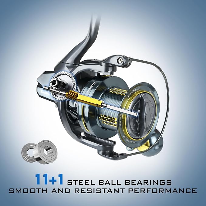 THKFISH Saltwater Spinning Reel,10000/12000 Surf Fishing Reel,8 +1/11+1BB,4.1:1 45/55LB Max Drag Ultra Smooth Powerful Saltwater Fishing Reels,with CNC Aluminum Spool Reels for Long Cast