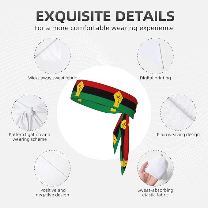 Sports Tie Headbands for Men Women, Adjustable Ninja Karate Head Band Headband for Basketball, Running, Tennis, Yoga