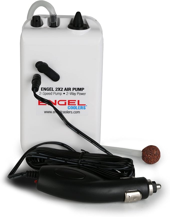 Engel Live Bait Cooler Box with 2nd Gen 2-Speed Aerator Pump - Portable Fishing Station & Minnow Bucket for Shrimp & Other Live Fish with Aerator - ENGLBC-N