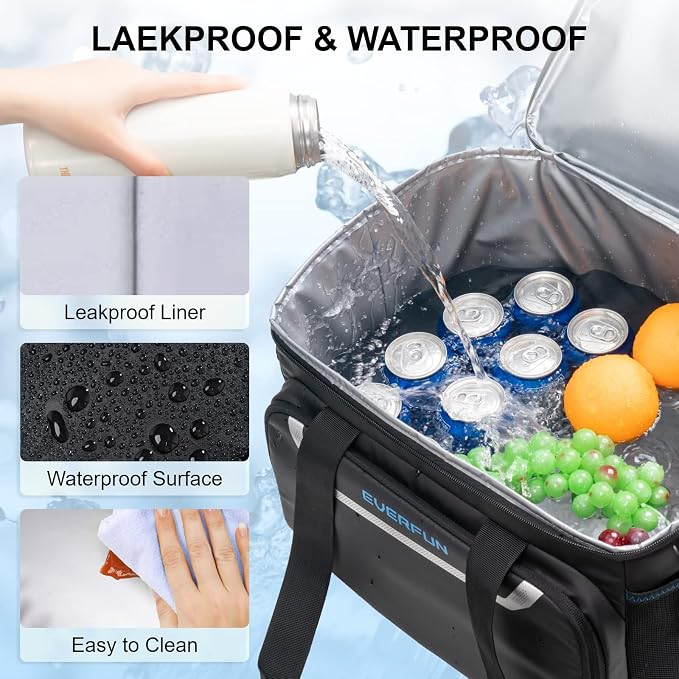 EVERFUN Small Compact Cooler Bag 24/48 Can Insulated Lunch Box Double Deck Soft Leak-Proof Waterproof Collapsible Ice Chest for Men Women Work Travel Car Trip Picnic Beach