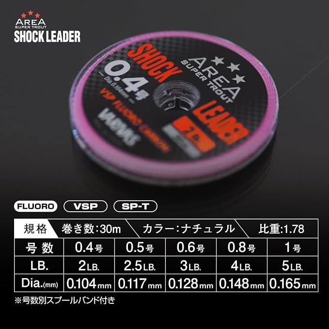 VARIVAS Super Trout Area Shock Leader VSP Fluoro 30m Natural 4lb (0.8)