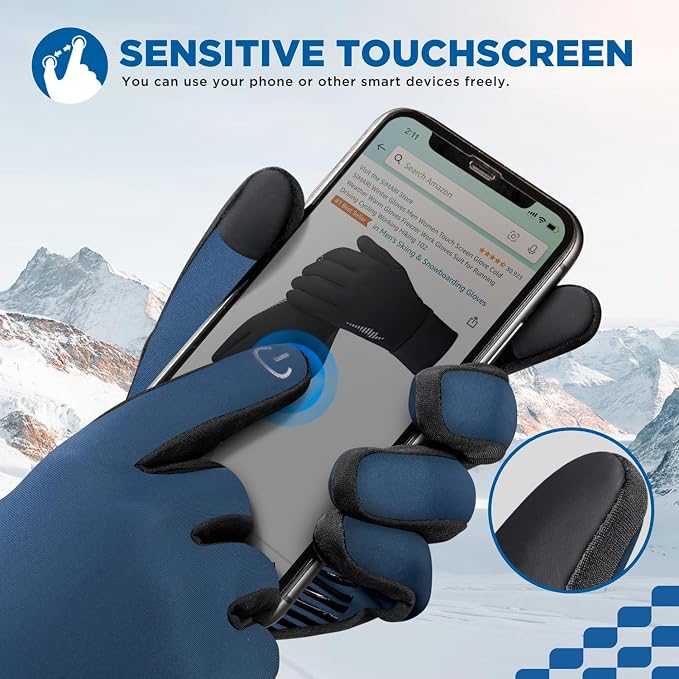 SIMARI Winter Gloves for Women Men - Cold Weather Thermal Touch Screen Ski Snow Glove Liners, Non-Slip Palm & Warm Fleece Lined, for Running Cycling Driving Hiking Walking Sports Outdoor Texting Work