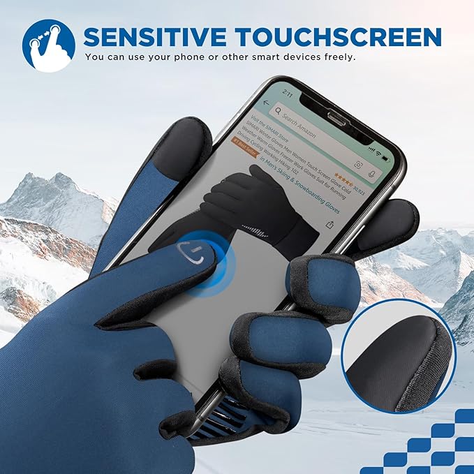 SIMARI Winter Gloves for Women Men - Cold Weather Thermal Touch Screen Ski Snow Glove Liners, Non-Slip Palm & Warm Fleece Lined, for Running Cycling Driving Hiking Walking Sports Outdoor Texting Work