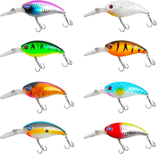 Fishing Lures Hard Bait Minnow Swimbait Crankbait Jerkbait Lure with Treble Hooks 3D Eyes Freshwater Saltwater Fishing Lures for Bass Trout Walleye Pike Catfish