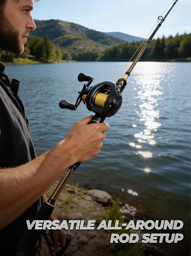 Jenseits Carbon Fiber Fishing Rod Series (6-12 Ft), Spinning & Casting Rods with Stainless Steel Ceramic Guides, Fast Action Fishing Pole for Bass, Trout, Walleye & Surf Fishing