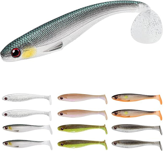 TRUSCEND Shadtale Easy Catch Soft Fishing Lures, Unique Vibration and Action for Various Rigs, Paddle Tail Swimbaits Trailer for Bass, Trout, Crappie, Walleye, Redfish, Saltwater & Freshwater Fishing