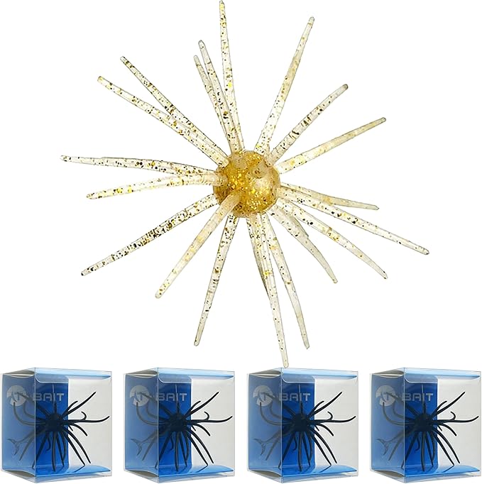 4Pcs Floating Sea Urchin Soft Lure | Tentacle Creature Lure, 4.33" & 3.54" TPR Finesse Baits, 5 Colors, Ideal for Bass Fishing with Drop Shot, Wacky Rig, Neko Rig