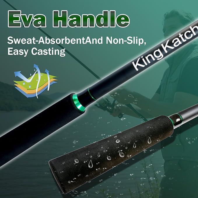 Surf Spinning Fishing Rod 9'/10'/11'/12', 3-Piece Carbon Fiber Saltwater Rod with 2 Tips, Lightweight High-Sensitivity Long-Cast Shore & Beach Casting Rod for Pier Surf Fishing
