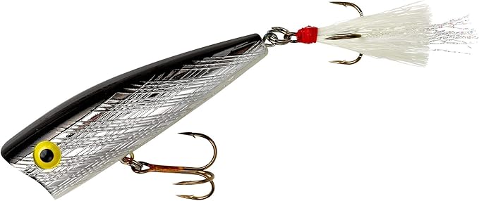 Rebel Lures Pop-R Topwater Popper Fishing Lure, Silver/Black, Magnum Pop-R (1/2 oz), One Size, 3"