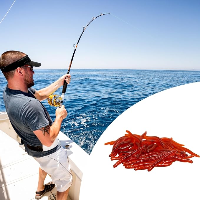 50Pcs Maggots Soft Lures Baits Silicone Artificial Baits Jigging Wobblers Earthworms Baits Fishing Tackle Accessories