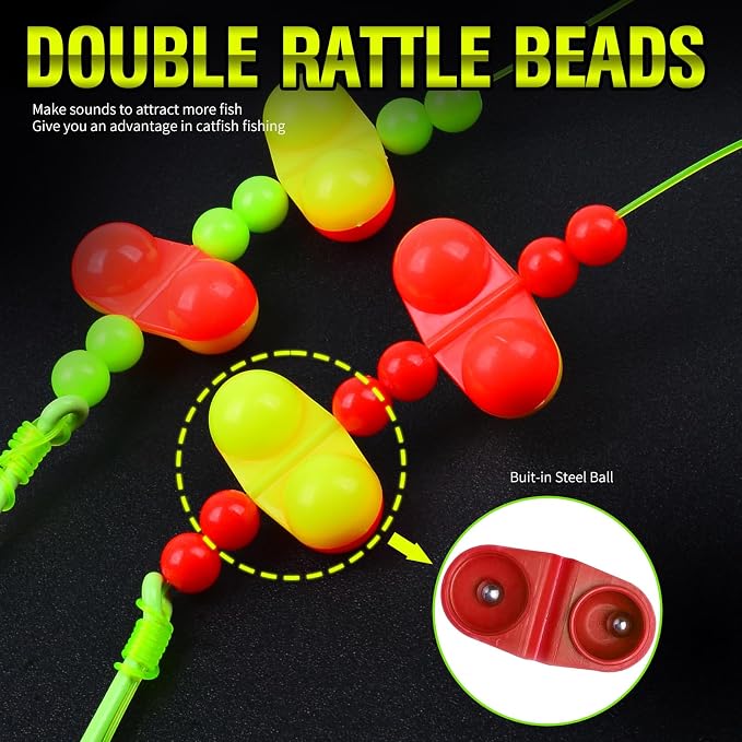 PROBEROS Catfish Fishing Rigs - Bank Fishing Set with 5pcs/Set, 6/0, 8/0, 10/0 Circle Hooks Circle Hooks, High Visibility, Ready to Use Catfish Rigs