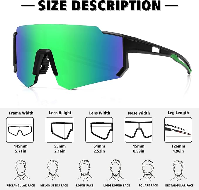 STORYCOAST Polarized Sports Sunglasses for Men Women,Driving Fishing Cycling Mountain Bike Sunglasses UV400 Protection