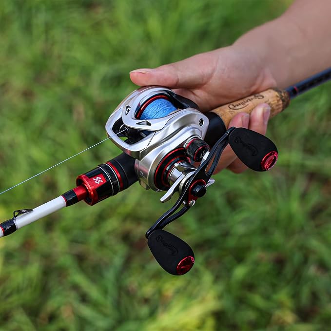 Sougayilang Baitcasting Reel – Lightweight Graphite Frame – 9 + 1 Anti-Reverse Ball Bearings, 8.0:1 High-Speed Gear Ratio Fishing Reel