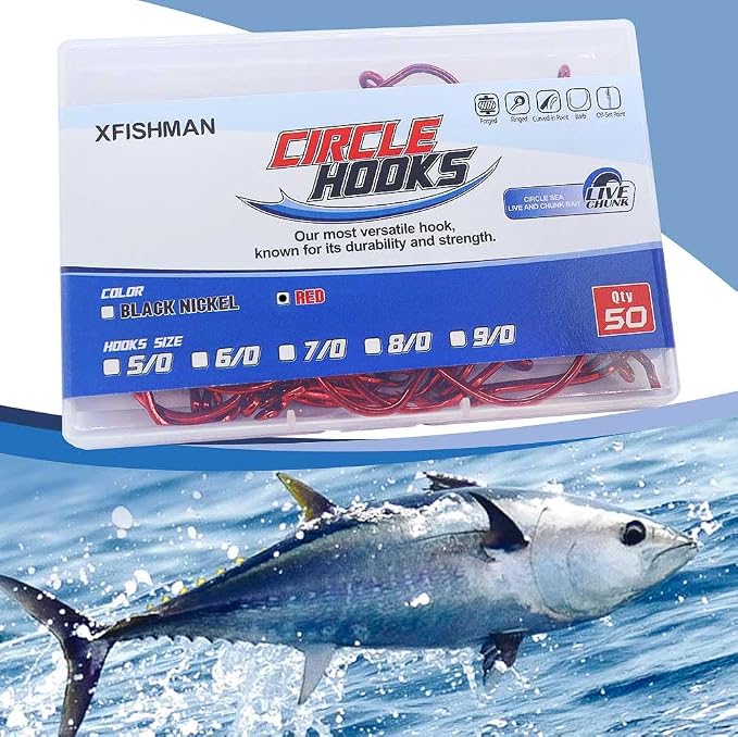 XFISHMAN Circle-Hooks-Fishing-Equipment-Octopus-Hooks-Saltwater-50 Pack #1 –12/0