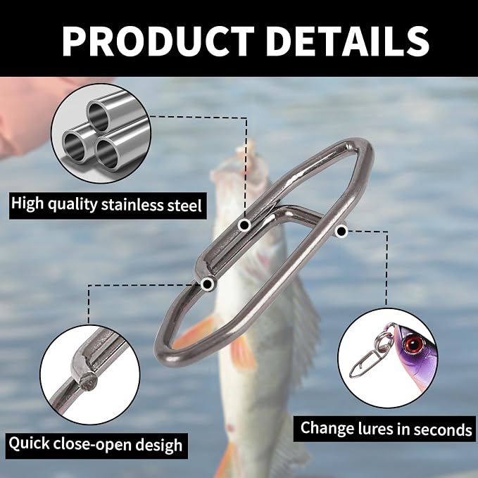 330pcs Speed Clips for Fishing Lures, Fishing Clips Quick Change Speed Clips for Freshwater Saltwater Crankbait Popper Lures Fast Link Snap Connector