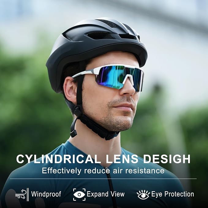 BangLong Lightweight Polarized Sports Sunglasses for Men Women, UV400 Protection Wrap-Around Sunglasses for Running Cycling
