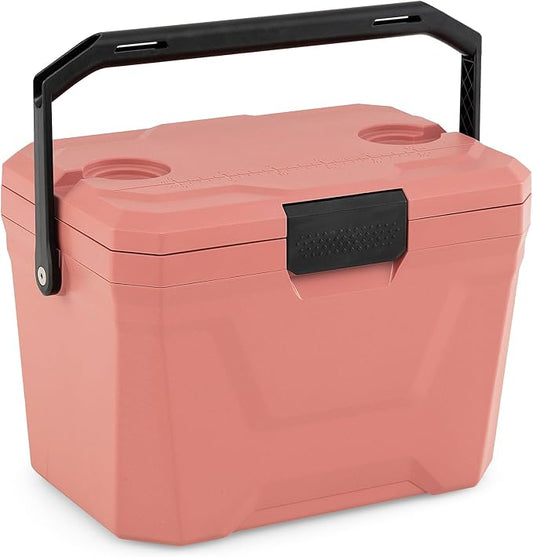 COSTWAY Insulated Portable Cooler, Hard Shell Ice Chest w/ 2 Cup Holders, Bottle Opener, Drain Plug, 3-Day Ice Retention, Outdoor Leak-Proof Dry Box for Beach, Camping, Fishing, Picnic