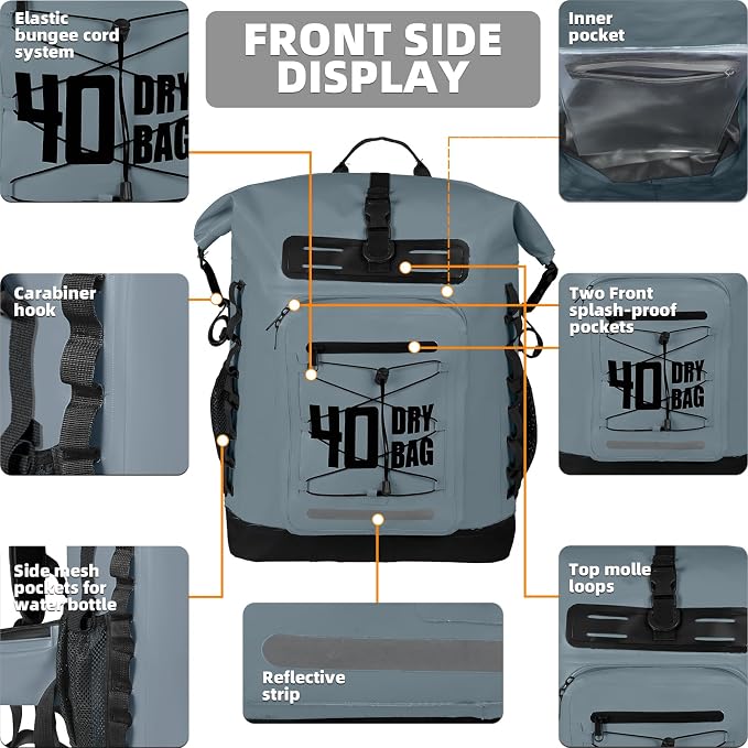 MORXPLOR Dry Bag Waterproof,5L/10L/20L/30L/40L/55L Roll Top Dry Bag Backpack with WaterProof Phone Case for Swim,Kayak