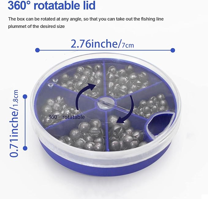 Fishing Weights Sinkers, Split Shot Sinkers Kit Removable Round Lead Weights Assorted Sizes (100/117/205/250PCS) for Bass Trout Panfish Fishing