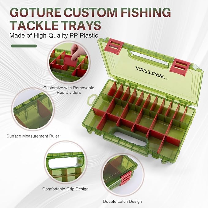 Goture OpenSide Tactical Sling Tackle Bag with 3 Tackle Trays, Lightweight Fishing Backpack Storge Fishing Gear - Green Bag Outdoor,Gift for men