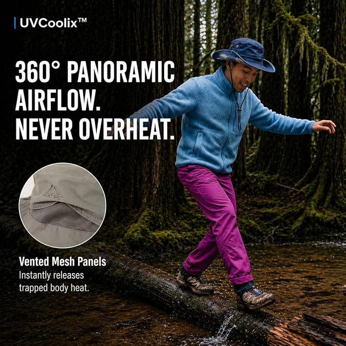 TOP-EX UVCoolix™ Cooling Touch Breathable UPF50+ Waterproof Wide Brim UV Protection Sun Hats Big Head XL XXL