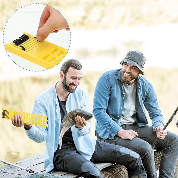 Meooeck 8 Pieces Fish Hook Holder Snelled Fishing Leader Holder 10.6 x 2.36 x 0.67 Inch Line Organizer for Storing Line Rigs