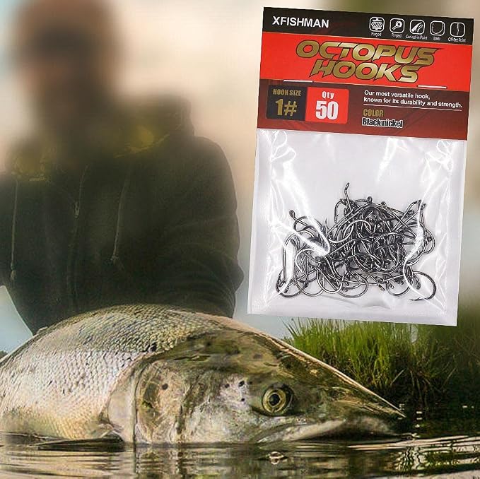 Octopus-Hook-Fishing-Beak-Circle-Hooks-Freshwater-Red-Black-100-50 Pack