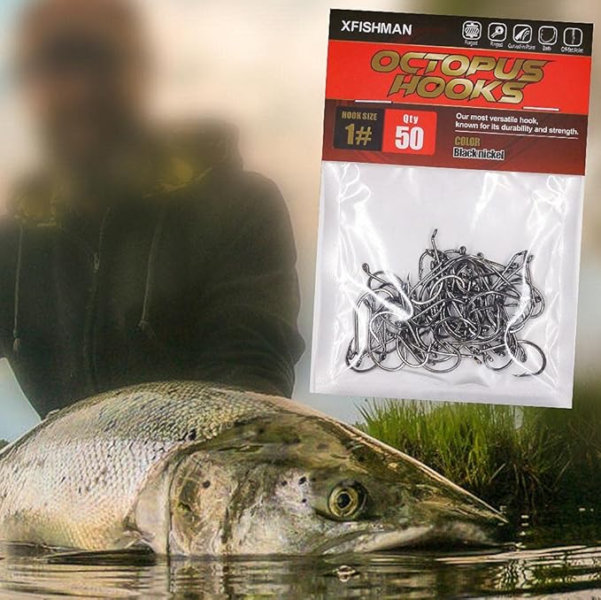 Octopus-Hook-Fishing-Beak-Circle-Hooks-Freshwater-Red-Black-100-50 Pack