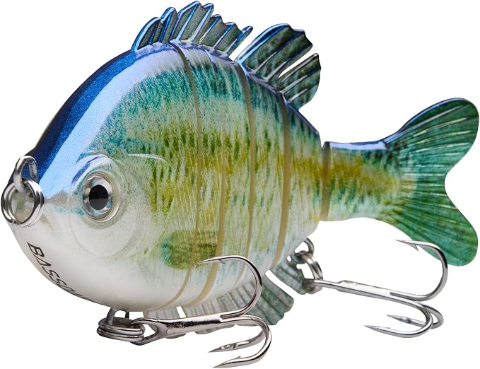 BASSDASH SwimPanfish Multi Jointed Panfish Bluegill Swimbaits Hard Topwater Bass Lures Fishing Lure Crank Saltwater 3.5in/0.85oz