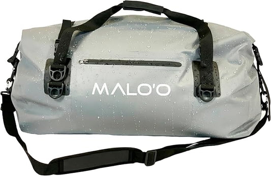 Malo’o Waterproof Dry Duffel, Heavy-Duty Roll Top Waterproof Gear Bag with Shoulder Strap & Molle Loops, Marine Duffel for Kayaking, Boating, Camping, Beach & Travel, Grey, 60L