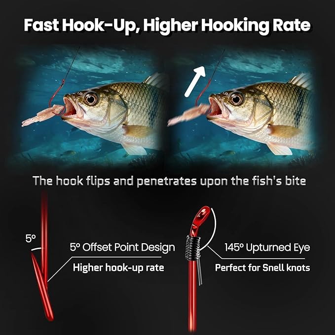 FishTrip 50/100/120/210 Pack Octopus Fishing Hooks - Offset Beak Circle Hooks for Fish Hooks Saltwater & Freshwater, Live Bait Fish Hook for Rigs Catfish, Bass Tuna, Walleye, Trout