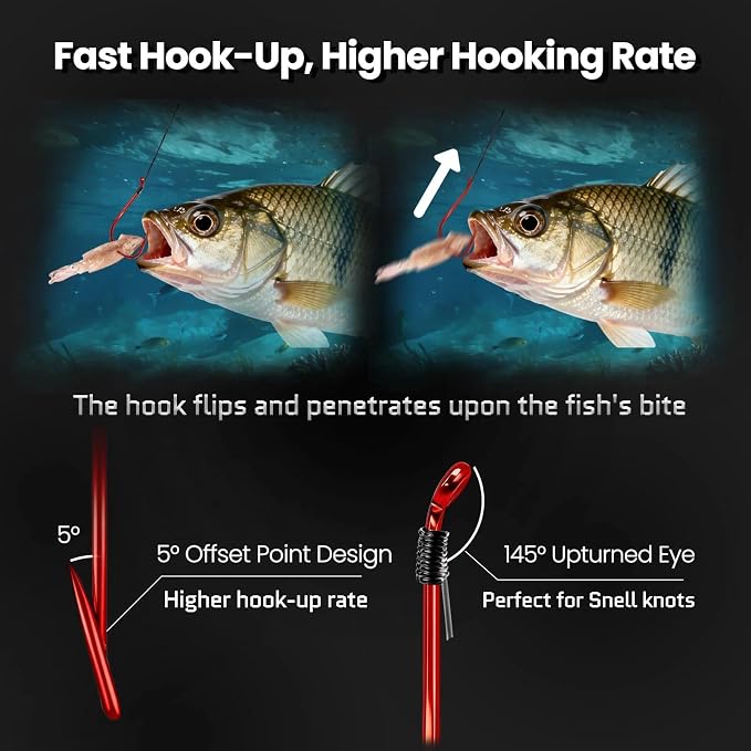 FishTrip 50/100/120/210 Pack Octopus Fishing Hooks - Offset Beak Circle Hooks for Fish Hooks Saltwater & Freshwater, Live Bait Fish Hook for Rigs Catfish, Bass Tuna, Walleye, Trout