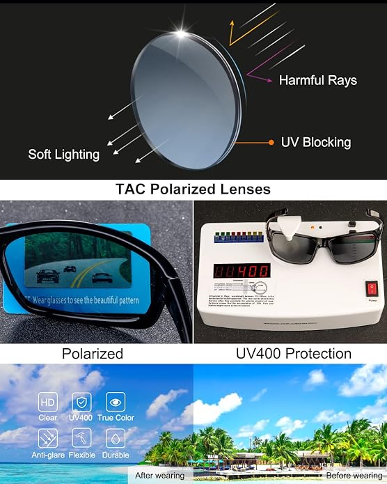 BEALER Polarized Sports Sunglasses for Men Lightweight TR90 Frame Sun Glasses Driving Cycling Fishing UV Protection Shades