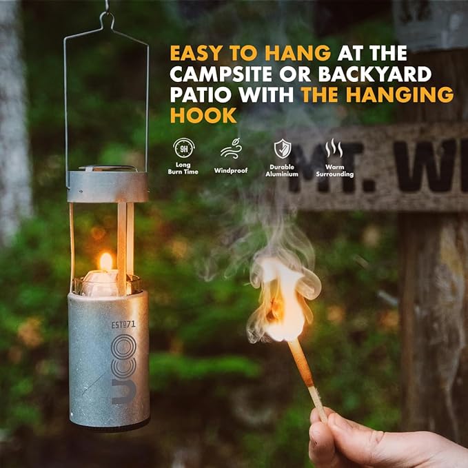 UCO Original Candle Lantern with 1 Long-Burning Emergency Candle, Original Collapsible Candle Lantern for Camping & Emergency Preparedness