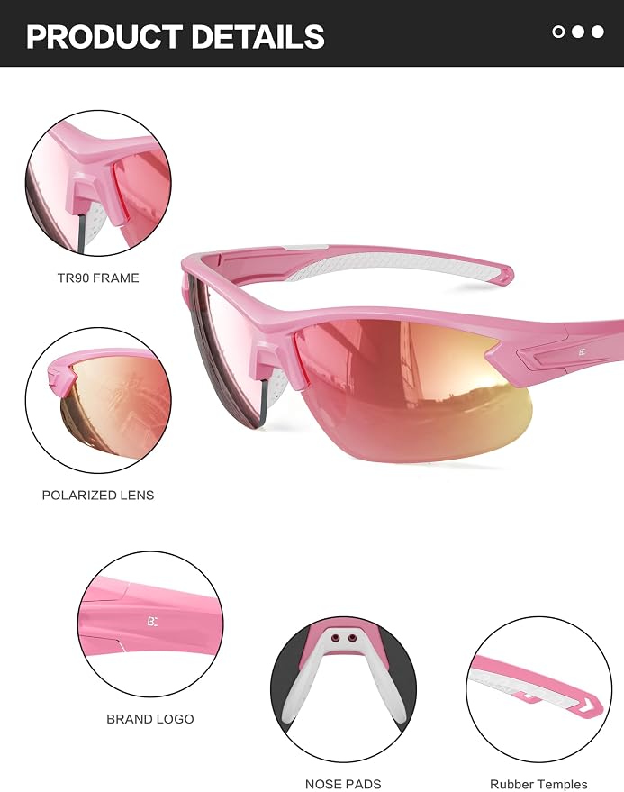 BIRCEN Mens Polarized Sunglasses for Sports: TR90 Lightweight Sun Glasses Wrap Around Shades for Fishing Driving Cycling
