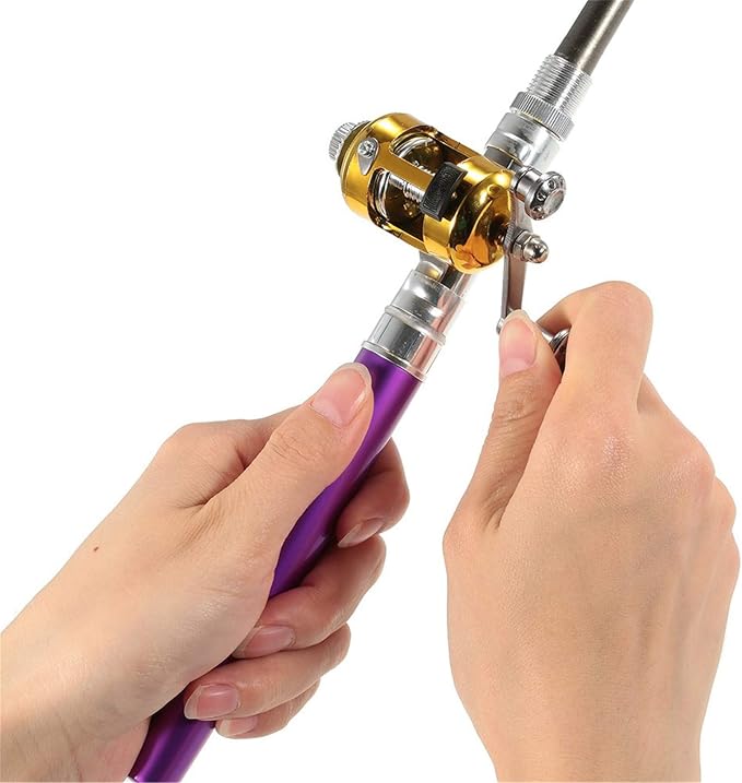 Jatzde Mini Portable Pocket Fish Rod Pen Aluminum Alloy Fishing Rod Pole Reel Combos…