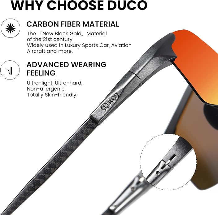 DUCO Polarized Sunglasses Mens Ultralight Carbon Fiber Sun Glasses for Men Driving Sports Fishing UV400 Protection DC8277