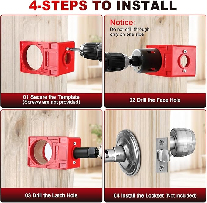 3-1/2" Fixed Size Door Hinge Jig for Door and Jamb, Aluminum Alloy Door Hinge Template Kit for Router, Mortise Jig Fits 3.5" Length 1/4" R, 5/8" R and Square Corner Hinges (3.5 in with Door Lock Kit)