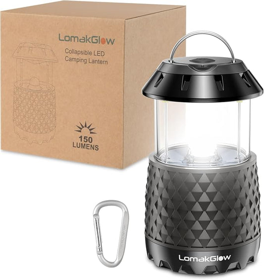 LED Camping Lantern – Collapsible, Waterproof, White Bright Light for Power Outages, Hurricanes, Storms & Outdoor Use – Indoor Emergency & Hiking Gear – Black